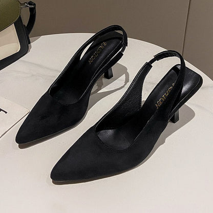Kvinnor Slingback Skor Spetsig Tå Mocka Blockhäl 5