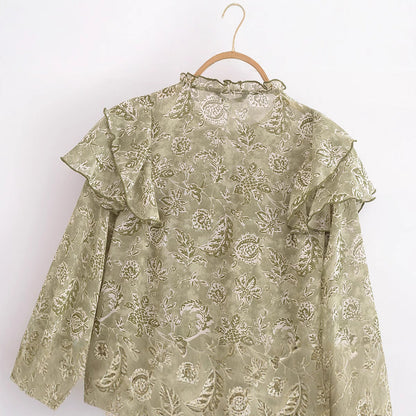 Dam Skjorta Kortärmad Tryckt Polyester Casual-4