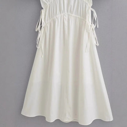 Dam Sommarklänning Med Rüsch Detaljer Elastiskt Midjetåg Andningsbart Tyg 4