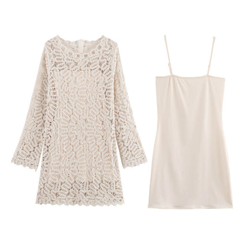 Dam Klänning A-Line V-Neck Polyester Fina Dam Klänningar-1