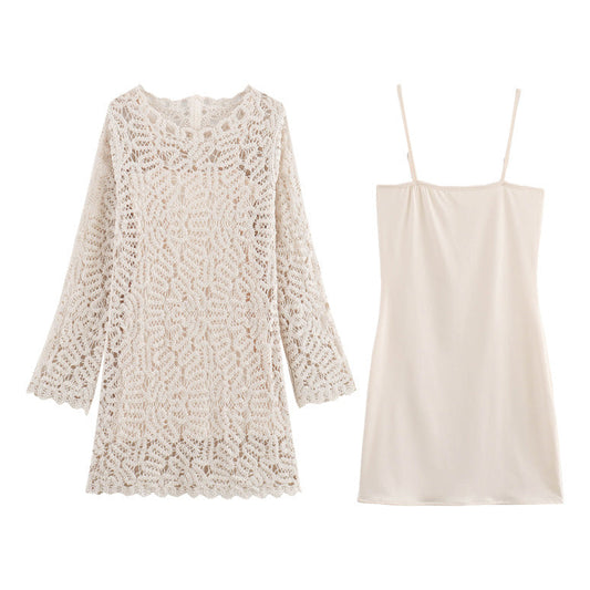 Dam Klänning A-Line V-Neck Polyester Fina Dam Klänningar-1