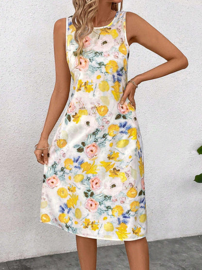 Dam Midiklänning Blommig A-linje Polyester för Bröllop och Fest-5