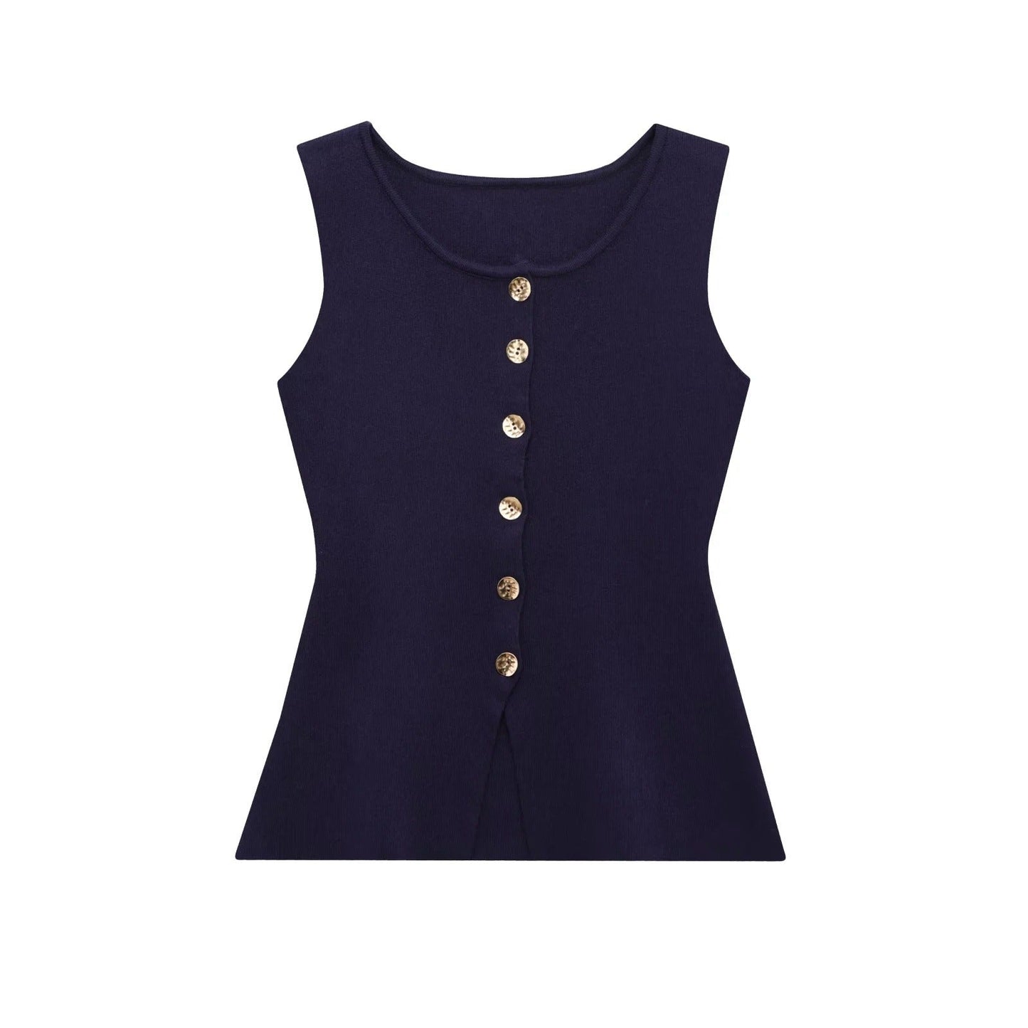 Kvinnors Topp Asymmetrisk Design Stickad Material-4