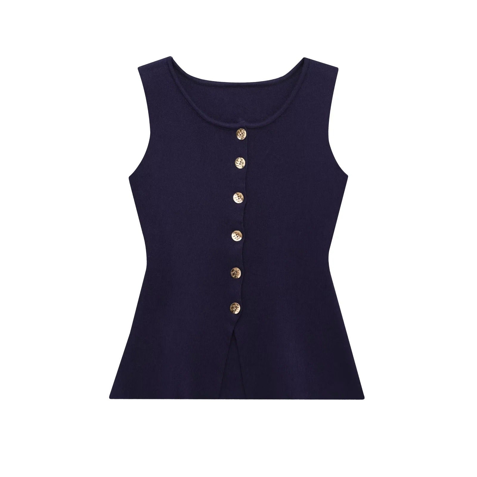 Kvinnors Topp Asymmetrisk Design Stickad Material-4