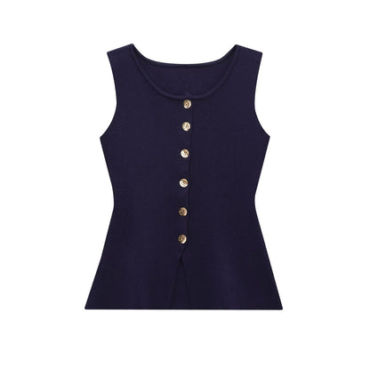 Kvinnors Topp Asymmetrisk Design Stickad Material-4