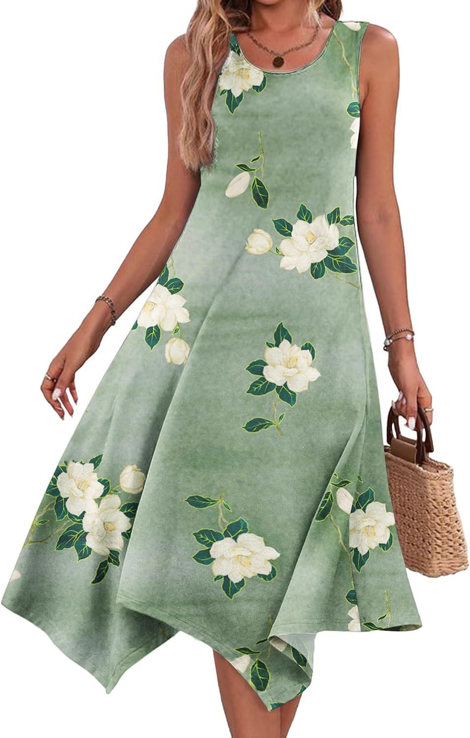Variant image for Dam Klänning Oregelbunden Midi med Blommönster Polyester-6
