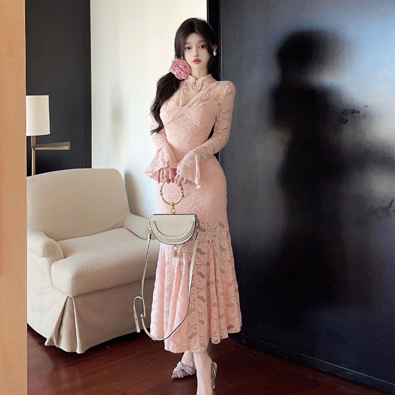 Dam Festklänning med Unik Skarvstil i Högkvalitativt Tyg-4