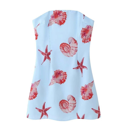 Kvinnors Miniklänning Blommönster Ärmlös Högkvalitativt Tyg-5