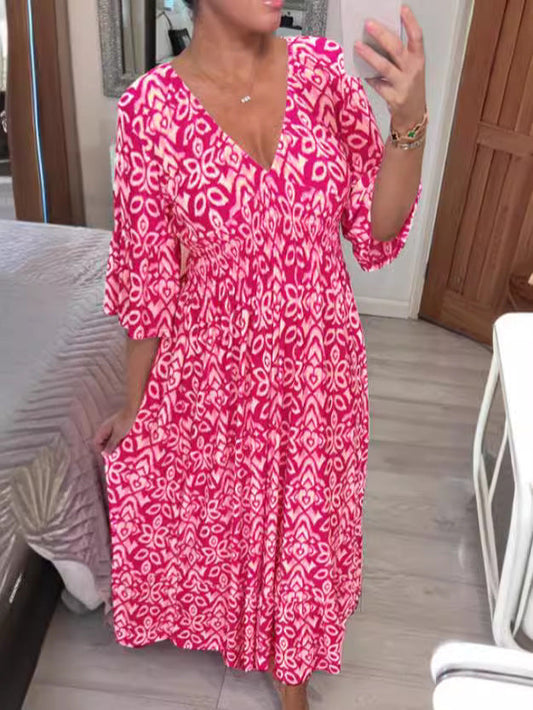 Dam Klänning Elegant Pendelstil Polyester Kort Ärmd-1