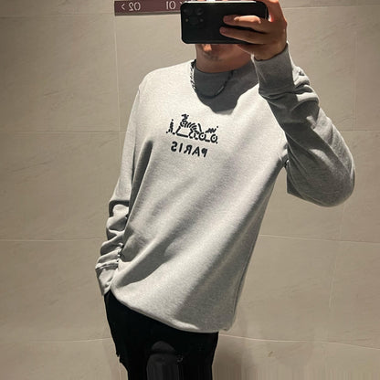 Herr Tröja Rundhalsad Löst Passande Velour 100% Bomull och Polyester-2