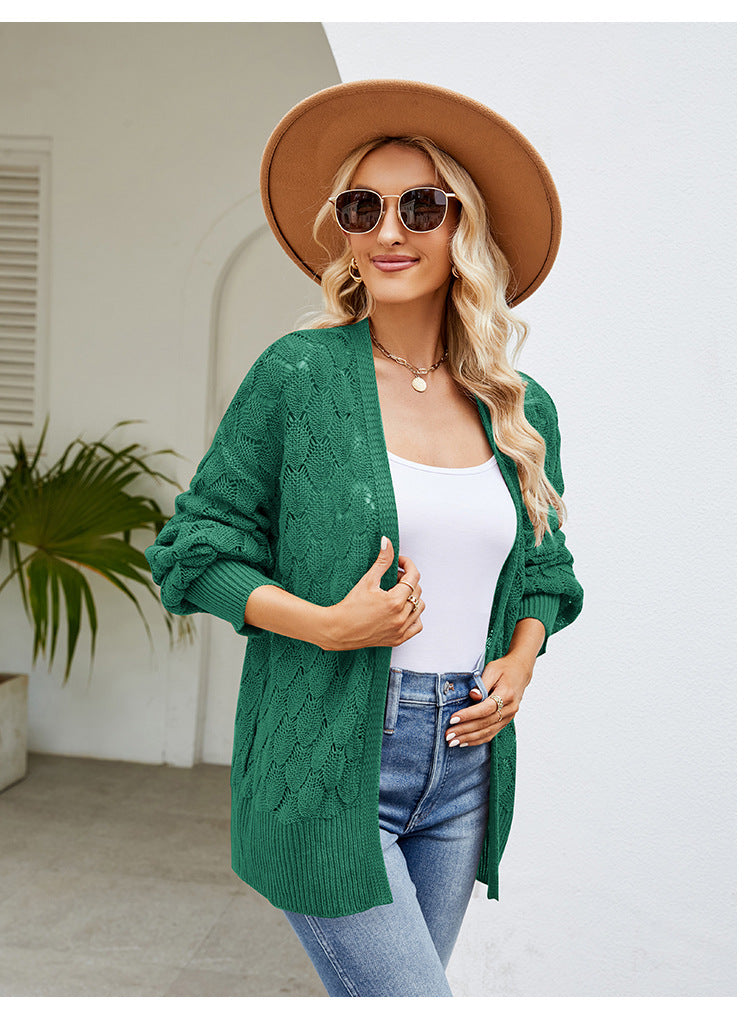 Dam Stickad Tröja V-ringad Akryl Löst Fit-6