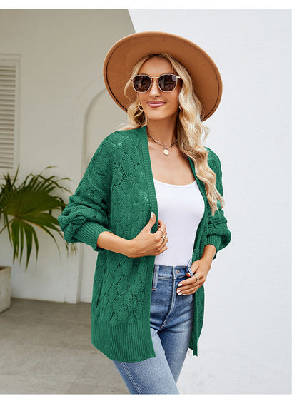 Dam Stickad Tröja V-ringad Akryl Löst Fit-6