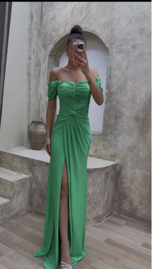 Dam Maxiklänning Tätt Passande Högkvalitativt Tyg-2