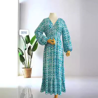 Kvinna Lång Klänning Elegant Polyester Flödande-2