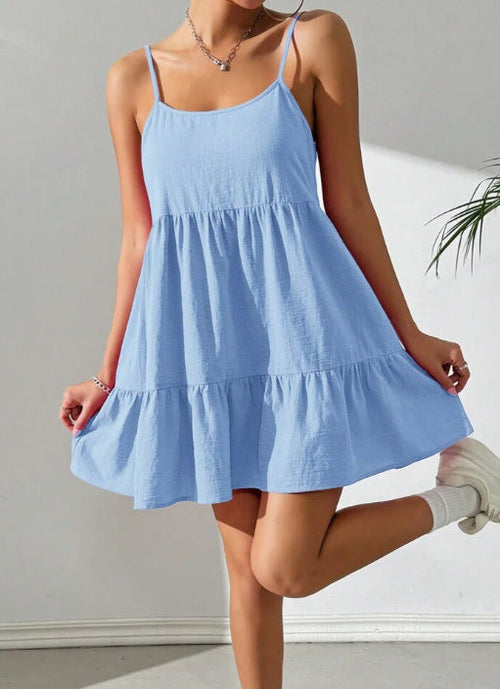 Dam Sommarklänning Spaghettiband Volang Luftig Passform 1