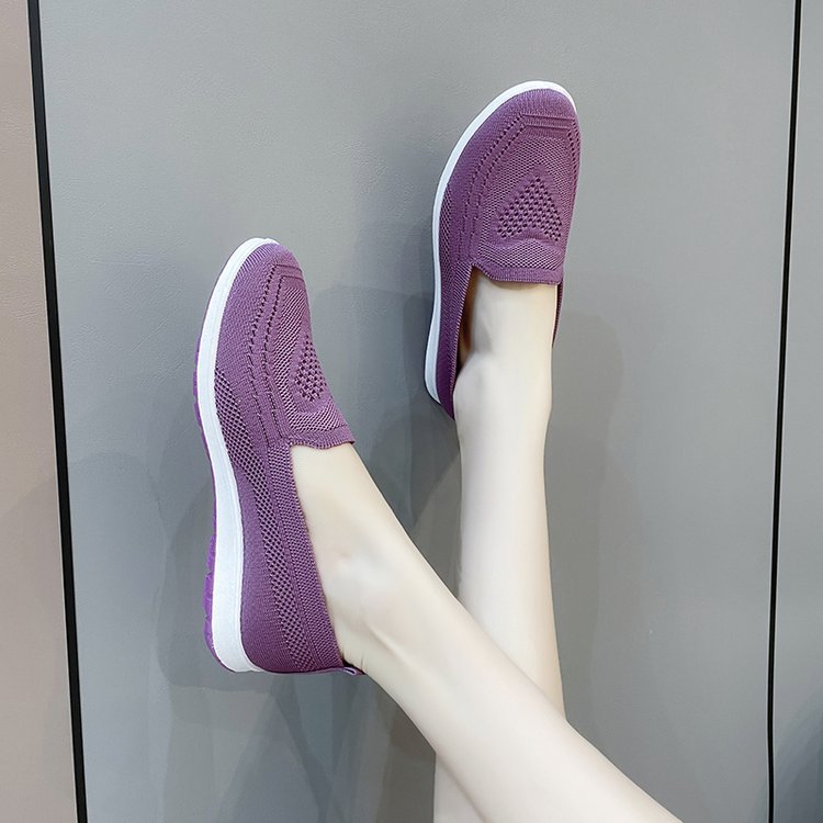 Kvinnors Slip-On Sneakers Andningsbart Stickat Gummi 8