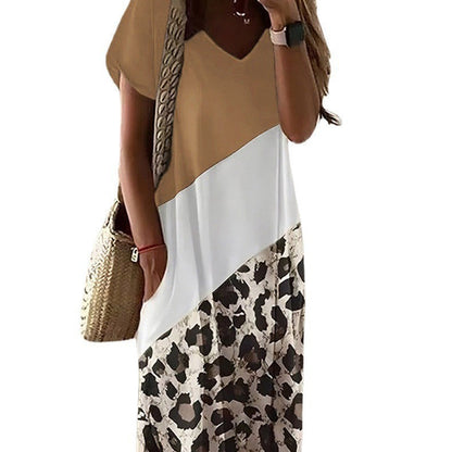 Dam Klänning A-Line Färgblock Polyester för Eleganta Tillfällen-5