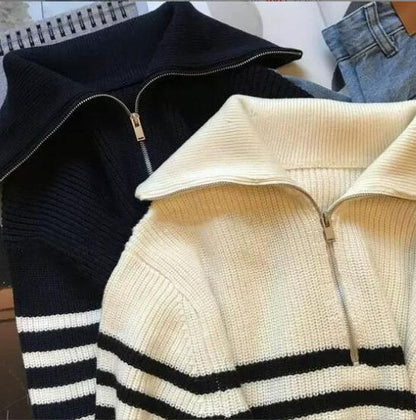 Dam Cardigan Halvöppen Dragkedja Färgblockerad Polyester-5