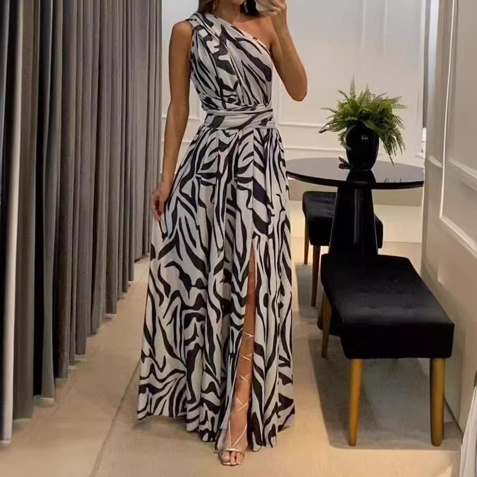 Kvinnors Långklänning Asymmetrisk Fest Polyester-4