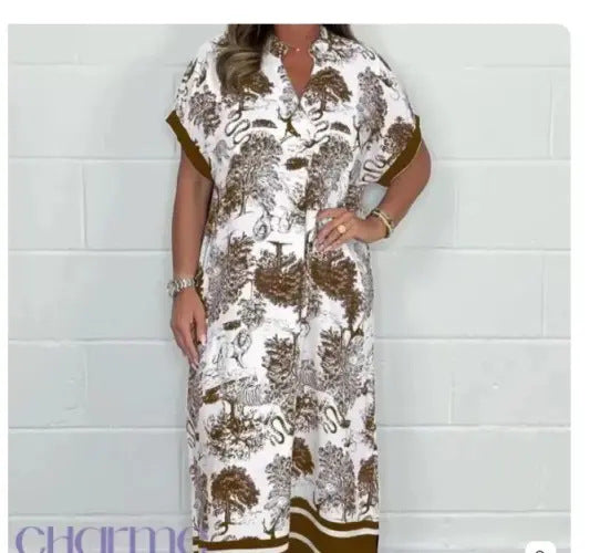 Variant image for Kvinno Klänning Kortärmad Tryckt Polyester Elegant Avslappnad-17