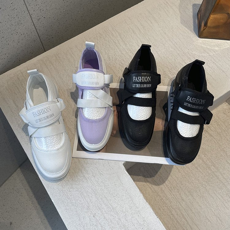 Kvinnor Sneakers Sportiga Kardborrfästen Andningsbara Syntetiska Material 4