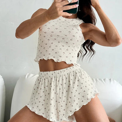 Variant image for Dam Camisole Shorts Leopardmönster Lätt Polyester-5