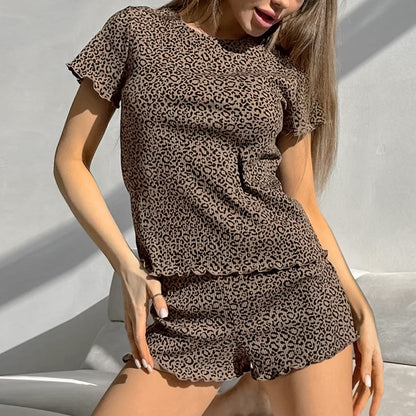 Dam Pyjamas Set med Djurtryck Av Polyester för Avkoppling-1