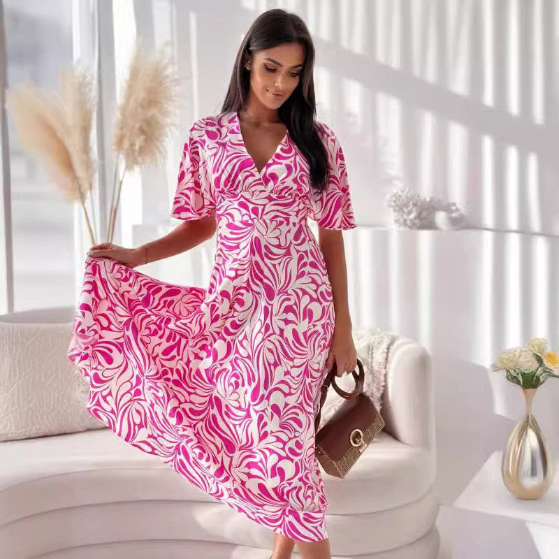 Variant image for Damklänning A-linje V-hals Elastisk Midja Polyester-6