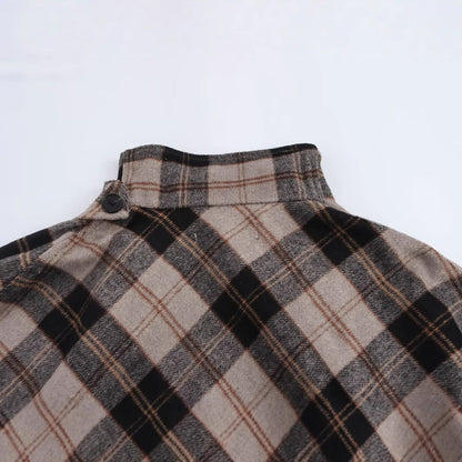 Dam Cape Coat Scarf Randig Lång Ärmlängd Blandat Tyg-4