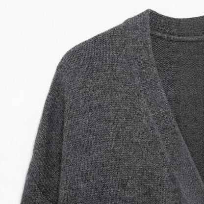 Dam Strickjacka Monokrom V-ringad 100% Akryl-3