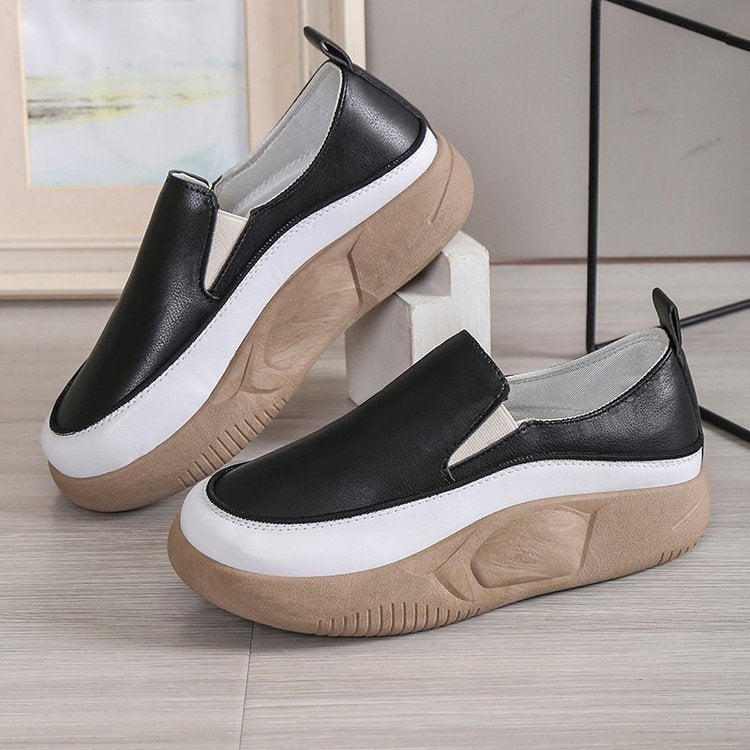 Kvinnors Slip-On Sneakers med Modern Platå i Syntetiskt Läder – Andningsbar och Slipbeständig Gummisula 5