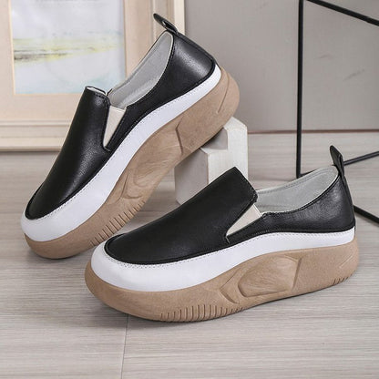Kvinnors Slip-On Sneakers med Modern Platå i Syntetiskt Läder – Andningsbar och Slipbeständig Gummisula 5
