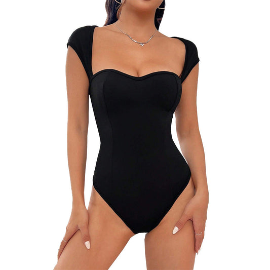 Dam Bodysuit Hög Midja Ärmlös Tunn-1