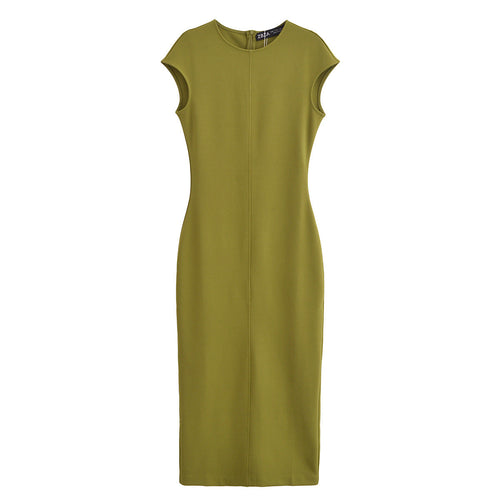 Dam Klänning Midi Rundhalsad Chiffong Elegant Fina Dam Klänningar-1