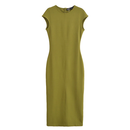 Dam Klänning Midi Rundhalsad Chiffong Elegant Fina Dam Klänningar-1