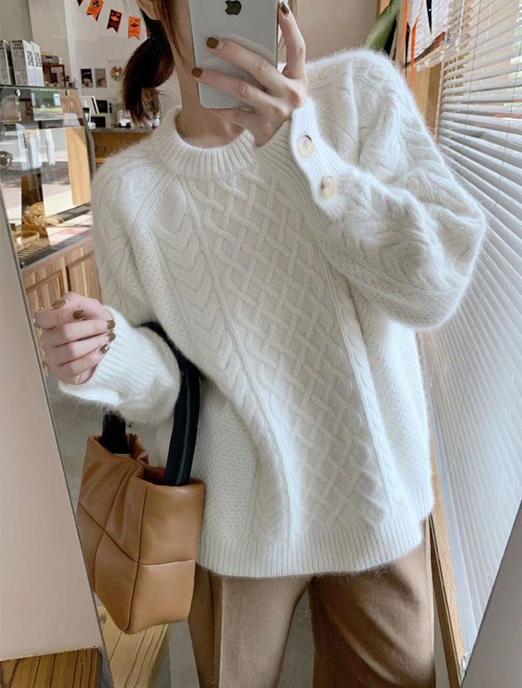 Herr Tröja Retro Tjock Ribbad Stickad Akryl-5