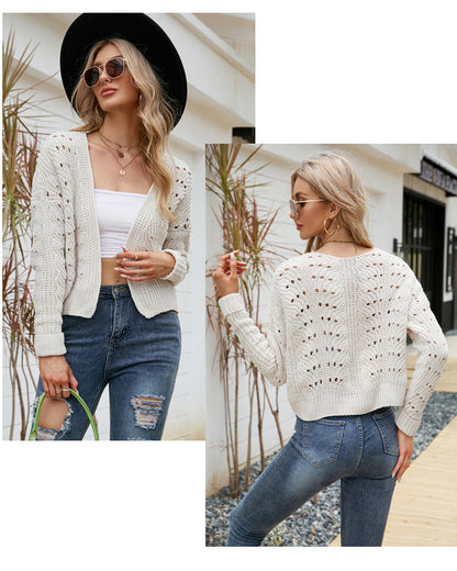 Dam Kofta V-ringad Ihålig Polyester Avslappnad Elegant-6