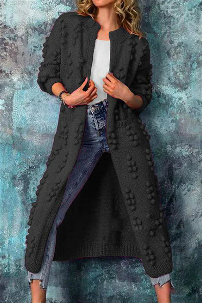 Lång Kofta Dam Elegant Ull Mångsidig-2