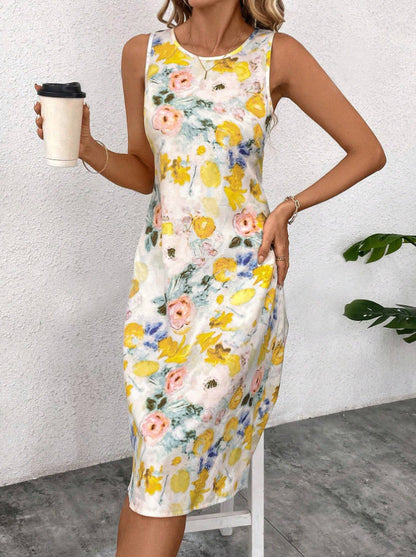 Dam Midiklänning Blommig A-linje Polyester för Bröllop och Fest-4