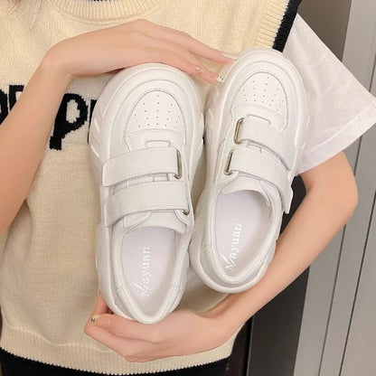 Kvinnliga Chunky Sneakers Kardborrstängning Syntetiskt Läder 3