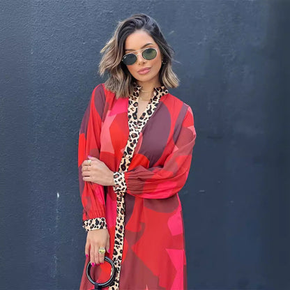 Fina Dam Klänningar Lång Geometriskt Mönster Polyester-4