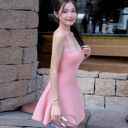 Sommarklänning Dam A-linje Hjärtformad Halsringning Andningsbar-3