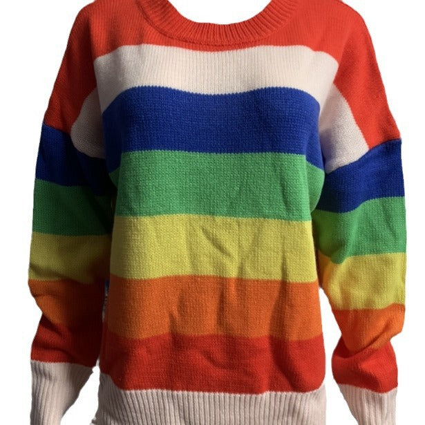 Dam Långärmad Topp Randig Loose Cut Polyester-3