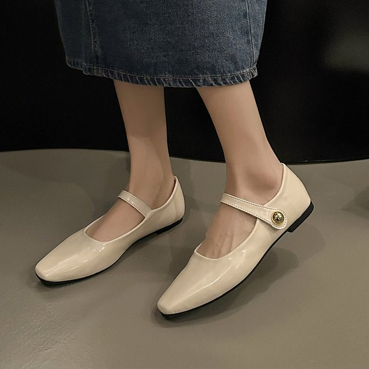 Kvinnor Ballerinas Mary Jane Högkvalitativ Syntetisk med Spänne-4