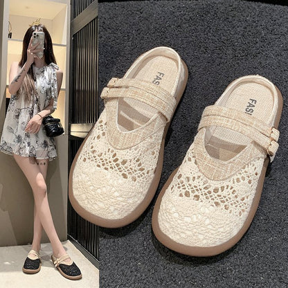 Dam Tofflor Blommig Design Mjuk Textil-2