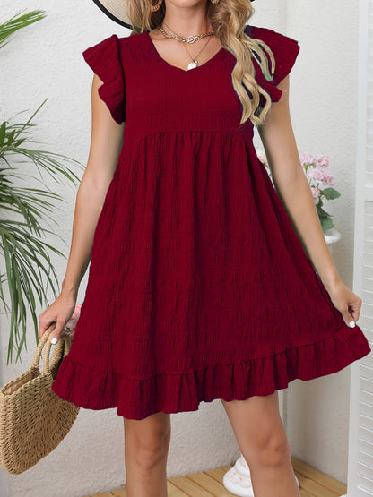 Kvinnors A-Line Klänning Veckad Ruffle Polyester-4