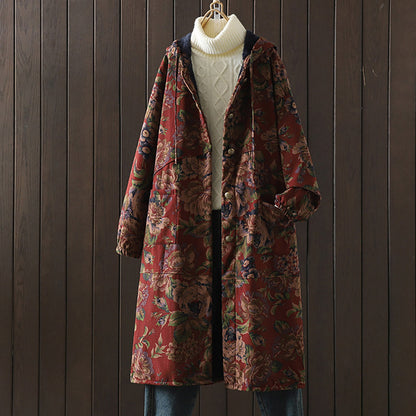 Dam Kappa Vintage Blommigt Tryck Lätt Polyester-4