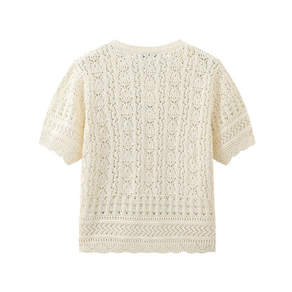 Kvinnors Cardigan Kortärmad Spetsdetaljer Lätt Tyg-2