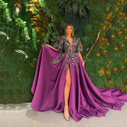 Kvinnors A-linjeformad Klänning med Paljetter V-ringning Polyester-2