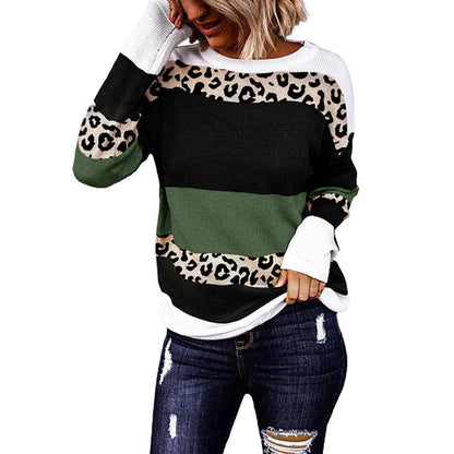 Variant image for Stickad Dam Tröja Leopardmönster Polyester Casual-16